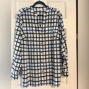 Calvin Klein White Shirt with Navy & Blue Windowpane Grid